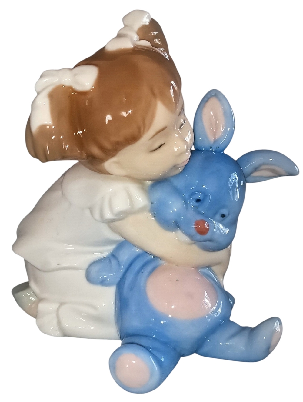 NAO BY LLADRO Porcelain Girl/Teddy Bear Figurine I LOVE YOU SO MUCH #1263 SPAIN.